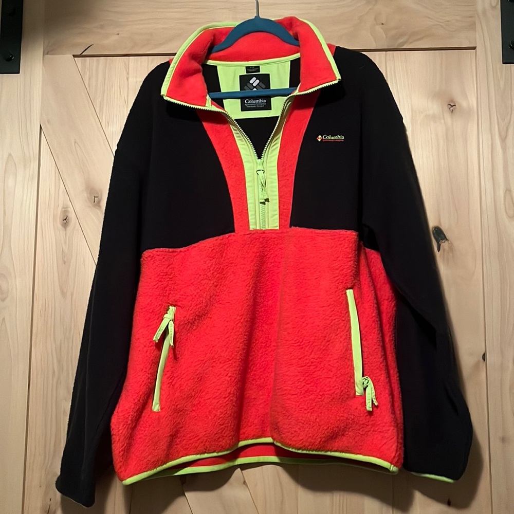 Columbia Fleece Pullover Half Zip Retro 80s Colors